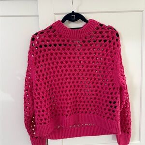 H&M Bright Pink Open-Knit Sweater